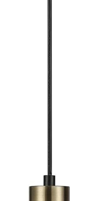 GLOBE Electric 67000096 1-Light Pendant Light, Matte Black, Clear Ribbed Glass Shade, Matte Brass Accent, Pendant Light Fixture, Kitchen Island, Adjustable Height, Home Décor Lighting